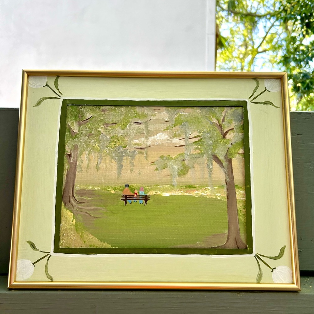 Hand painted matted frame